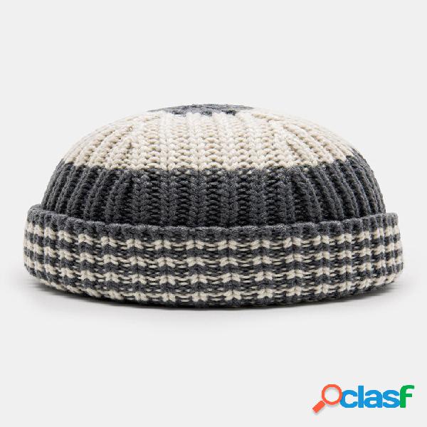 Unisex Knitted Color Contrast Striped All-match Warmth Ear