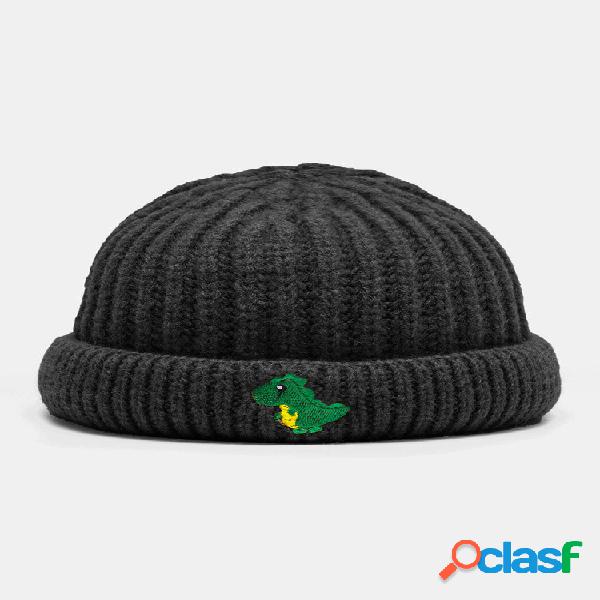 Unisex Knitted Jacquard Cartoon Dinosaur Embroidery Fashion