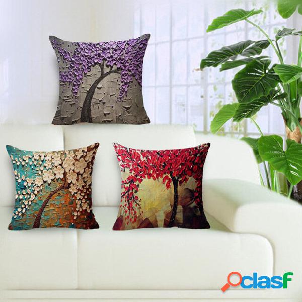 1 PC 3D Vintage Dimensional Flower Cotton Linen Pillow Case