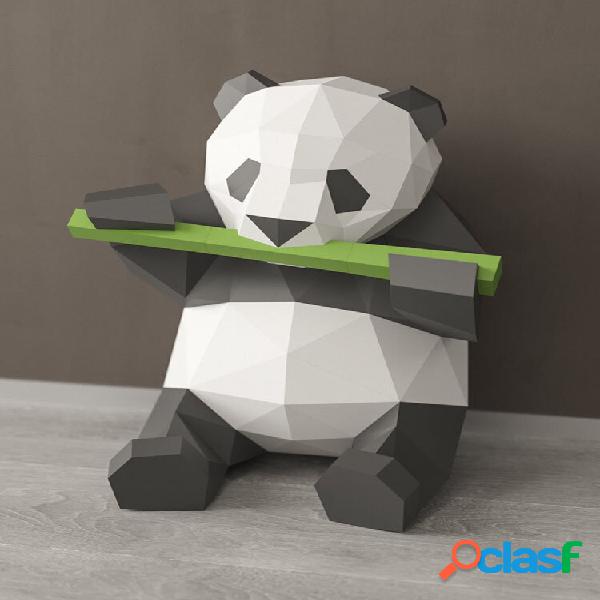 Handmade DIY Panda Eating Bamboo 3D Paper Model Home Decor