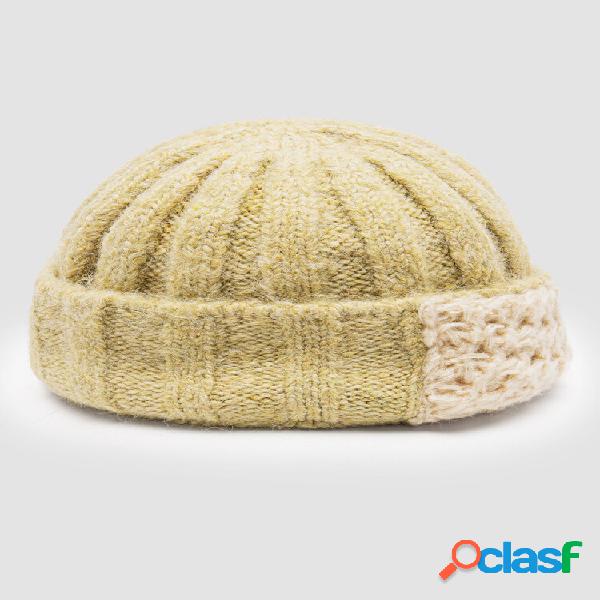 Unisex Acrylic Knitted Solid Color Striped Crochet