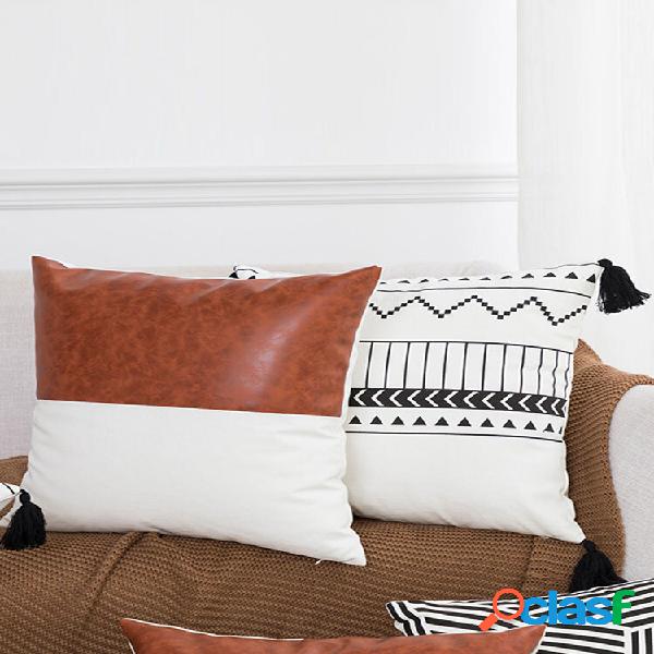 1PC Cotton Stitching Thick Stripes Tassel Creative Nordic