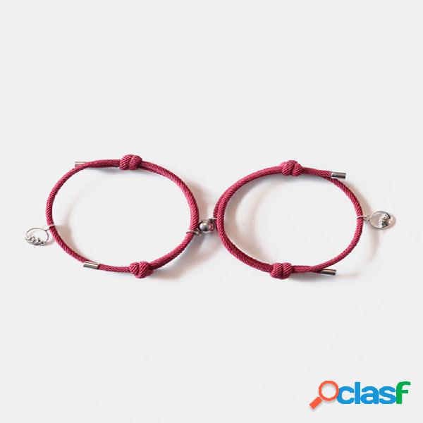 2 Pcs Mountain Alliance Eachother Pendant Couple Bracelets