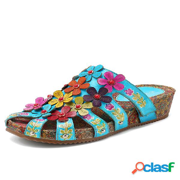 Socofy Genuine Leather Handmade Comfy Summer Vacation