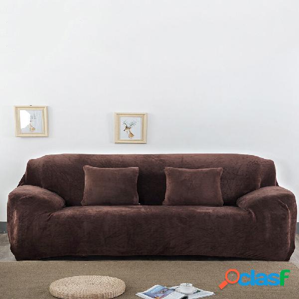 Solid Color Plush Thicken Elastic Sofa Cover Universal