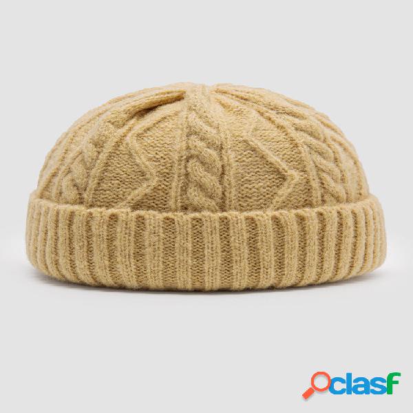 Unisex Knitted Jacquard Solid Color Classic Twist Pattern