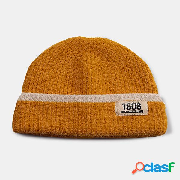 Unisex Mohair Knitted Striped Jacquard Numbers Leather Label