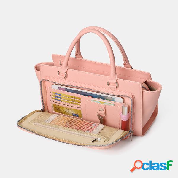 Designer Solid Multifunction Laptop Bag Faux Leather