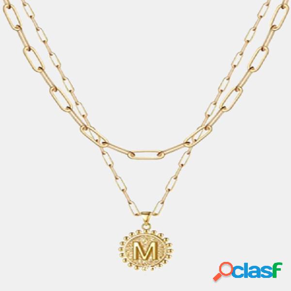 Luxury Layering Paperclip Chain Women Necklace 26 Initials