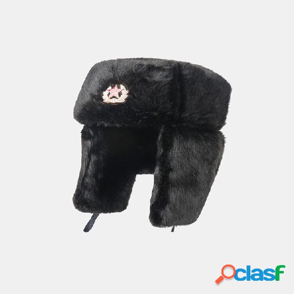Men Cotton Plush Metal Badge Solid Windproof Plus Velvet