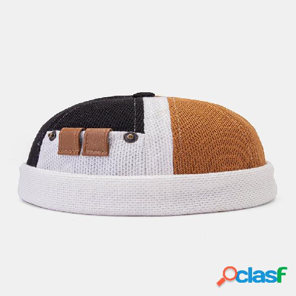 Men Grain Fleece Knitted Color Block Patchwork Dome Autumn