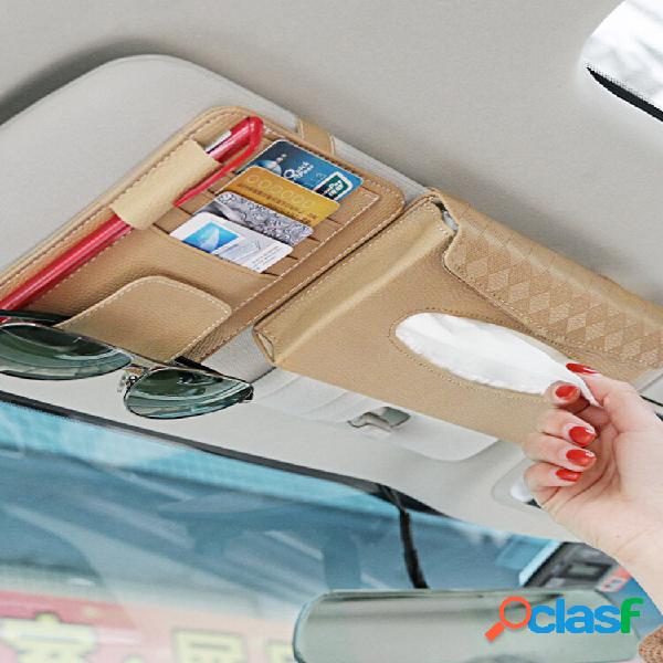 Multifunctional Leather Car Storage Bag Visor Cover Card