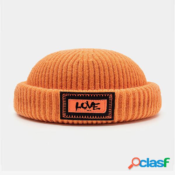Unisex Knitted Solid Color Letter Pattern Patch Brimless