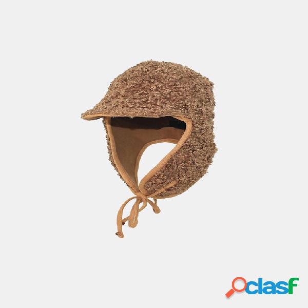 Unisex Lambswool Plush Solid Color Ear Protection Strap