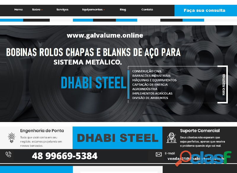 Dhabi Steel bobinas cortes e chapas Galvalume e Aluzinco