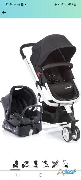 Kit Carrinho Bebê Novo Bebê conforto + base carro isofix