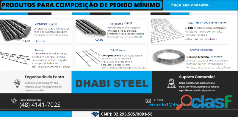 Treliças Ferros E arames Dhabi Steel Entrega no Brasil Todo