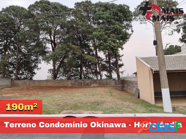 Lote terreno 190m² Condomínio Fechado Okinawa Hortolândia