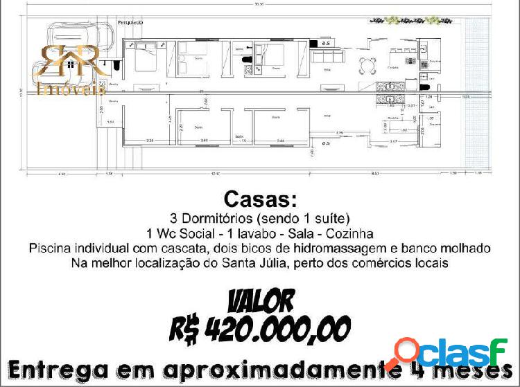 Casa Geminada com piscina no Santa Julia em Itanhaém-SP