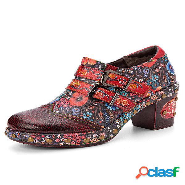 Sapatos Mule Socofy com estampa floral retrô e peso leve