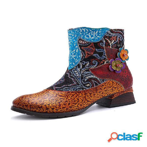 Socofy Retro Country Style Couro Cor Bloco Decoração