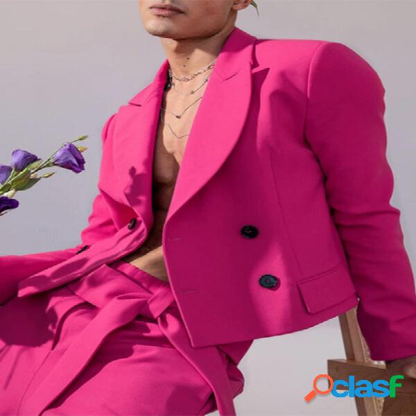 Blazer masculino com abotoamento duplo manga longa