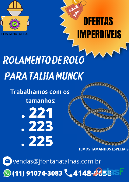 Rolamento de Rolo para talha munck