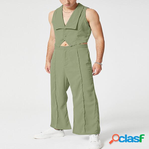 Conjunto de 2 peças de lapela grande masculina simples