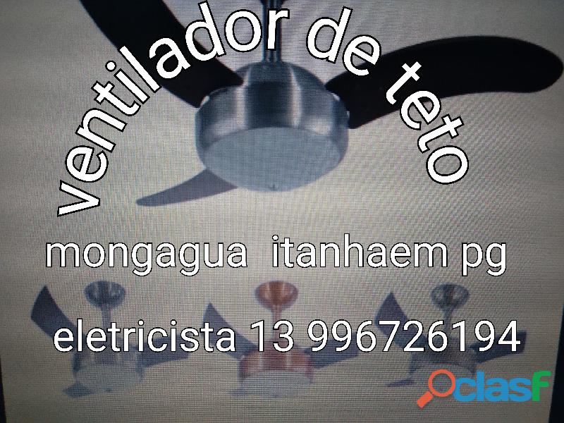 eletricista ventilador de teto instalação itanhaem