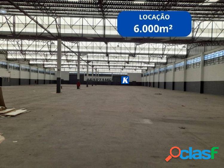 Galpão Industrial LOCAÇÃO 6.000m², Pé direito de 9m -