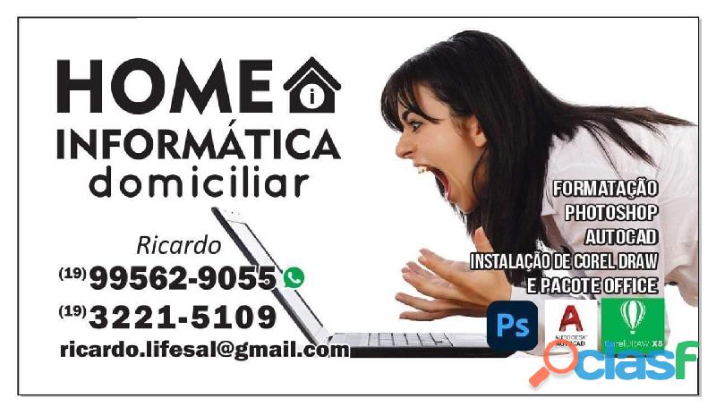 FORMATAÇÃO DE COMPUTADORES A DOMICÍLIO 19 995629055 EM