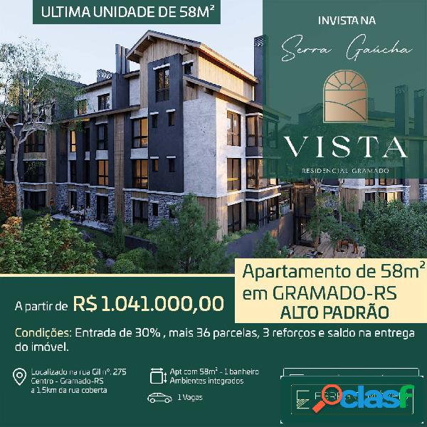 Apartamento 1 dormitório de 58m² em Gramado RS