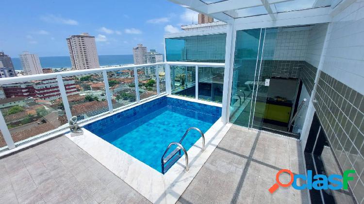 Cobertura duplex em Praia Grande na Mirim, com vista para o