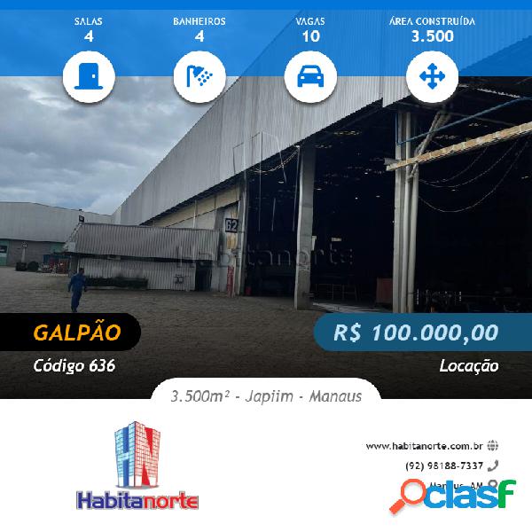 GALPÃO 3.500M² NO JAPIIM PRÓX AO DISTRITO INDUSTRIAL