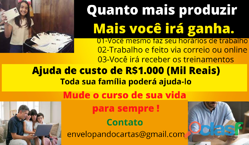 Envelopando etiquetando cartas em casa