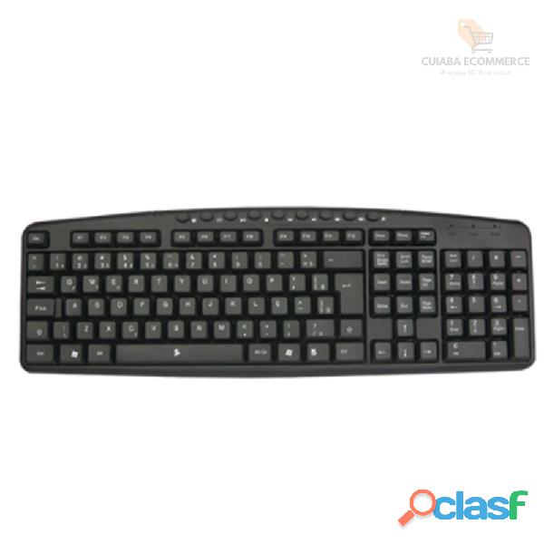 Teclado USB Multimídia 5+ Office Preto 015 0074