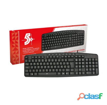 Teclado USB Multimídia 5+ Office Preto Bom