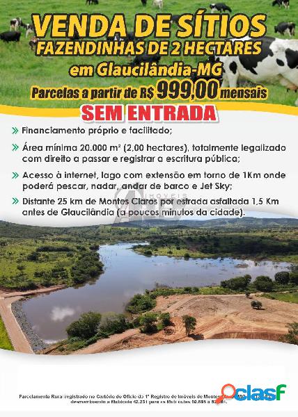 VENDA DE SITIOS FAZENDINHAS DE 2 HECTARES em