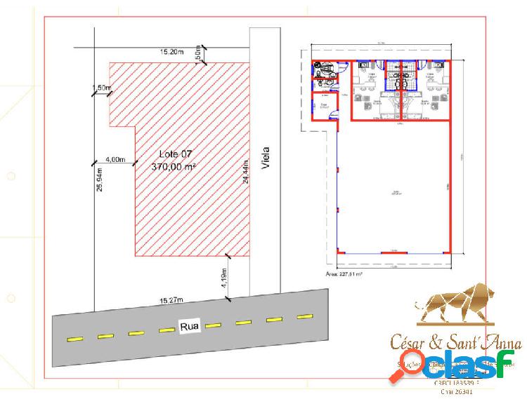 Terreno com 370m² a venda com topografia plana em Campos do