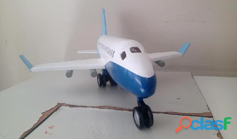 Réplica Do Avião Boeing Grande Em Madeira