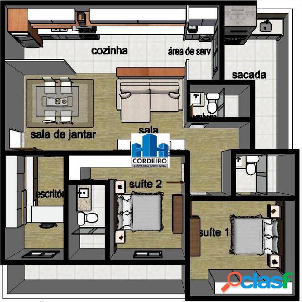 Apartamento Sem Condomínio de 03 Dormitórios em Santo
