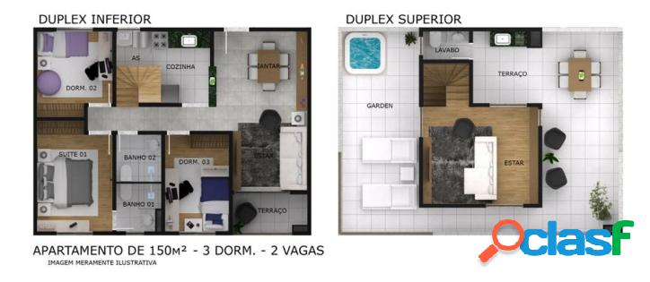 Apto Duplex -3 dorm. com, 150 m² por R$1.132.000,