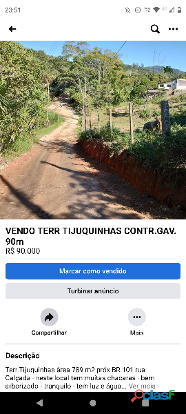 Terreno Tijuquinhas RS 90 São José SC, prox Br 101