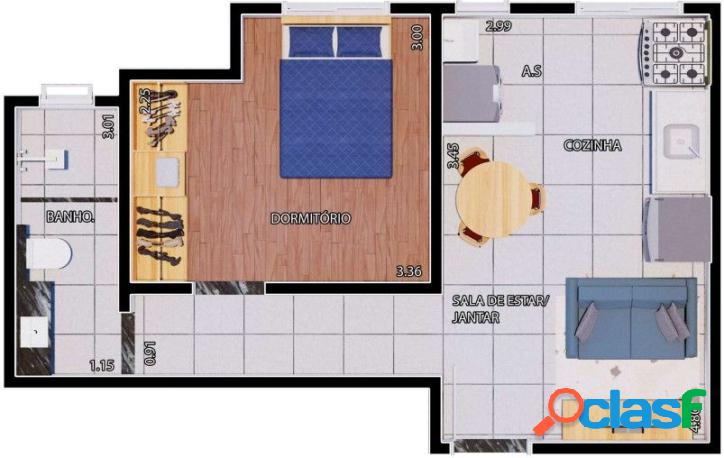 Apartamento com 1 dormitório à venda, 40 m² - Jardim Vila