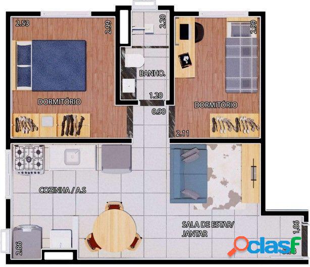 Apartamento com 2 dormitórios à venda, 40 m² - Jardim