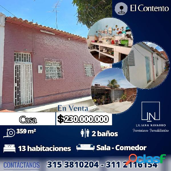 CASA - LOTE UBICADA EN EL CONTENTO PARA LA VENTA