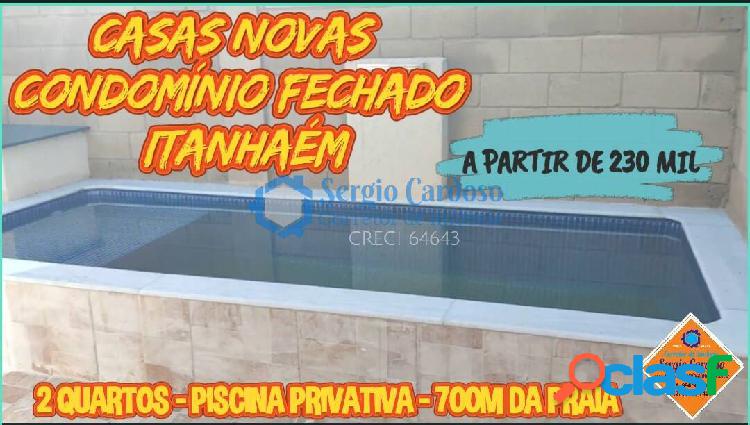 CASAS NOVAS CONDOMÍNIO 2 QUARTOS PISCINA PRIVATIVA