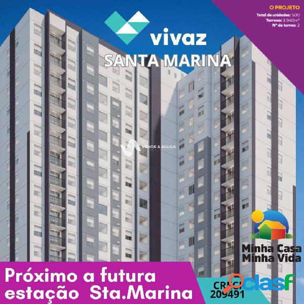 Apto com 2dorm e varanda 36m² perto da futura Estação