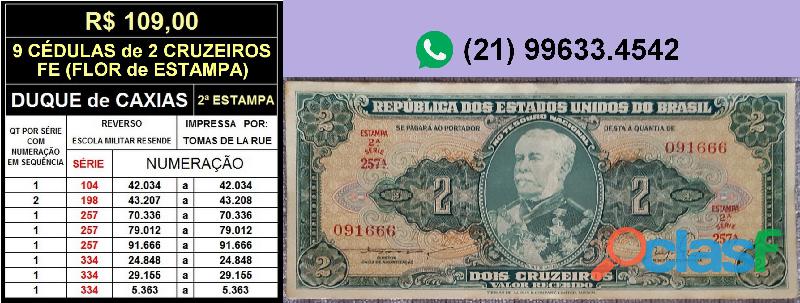 9 CÉDULAS FE(FLOR de ESTAMPA) DUQUE de CAXIAS 2 CZ