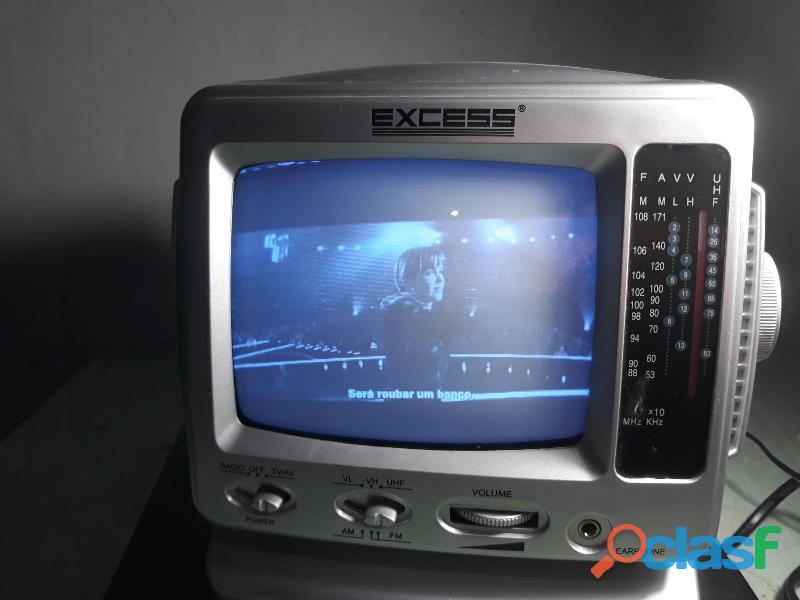 Antiga Tv Excess 5,5'' Radio Am/fm Preto E Branco